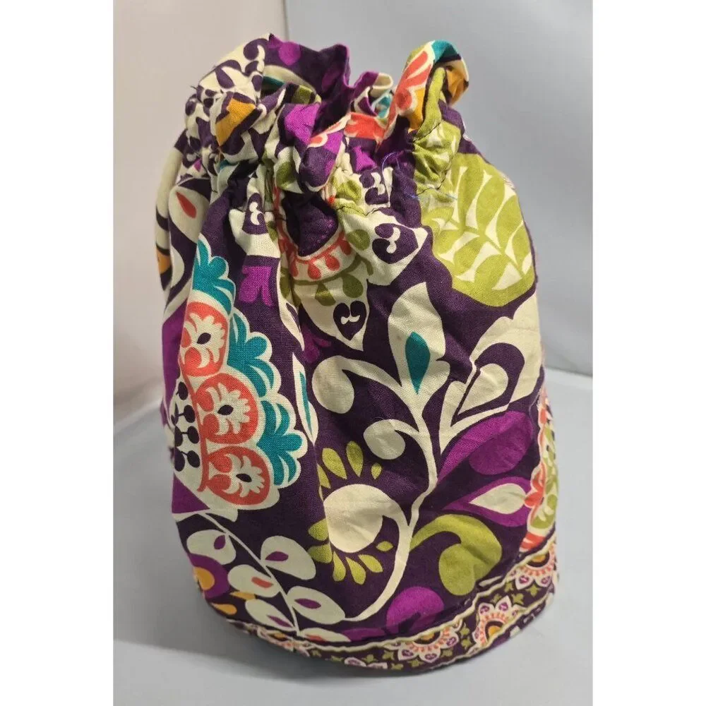 Floral Drawstring Bag With Waterproof Lining cosmetic bag curler bag accessories